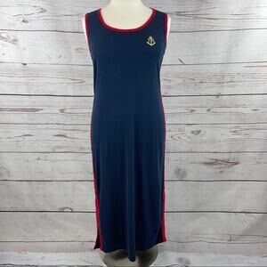 Tommy Hilfiger nautical navy maxi dress with anchor gold embroidery